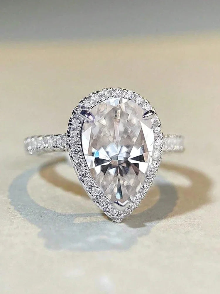 925 Sterling Silver Gorgeous Pink Color Zircon Water Drop Ring For Women Engagement Wedding Luxury High Quality Fine Jewelry