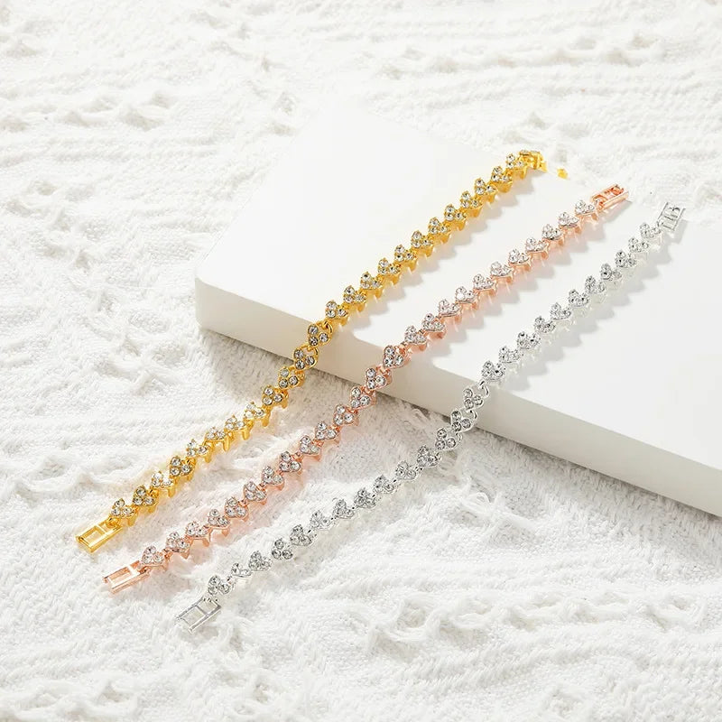 2025 New Fashionable Simple and Versatile Full Crystal Bracelet Women's First Jewelry Love Series Handmade