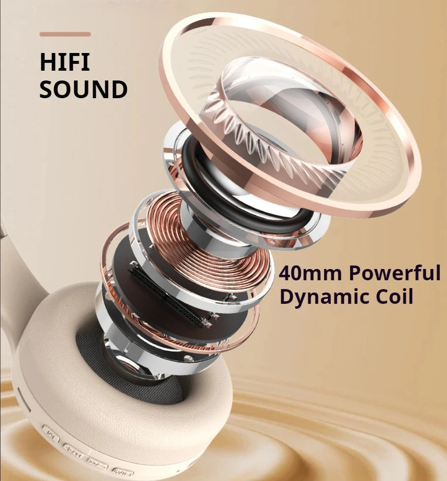 Shock Bass Headsets Wireless Bluetooth Headphones HIFI Sound Noise Reduction Sports Gaming Earphones with HD Mic Support TF/AUX