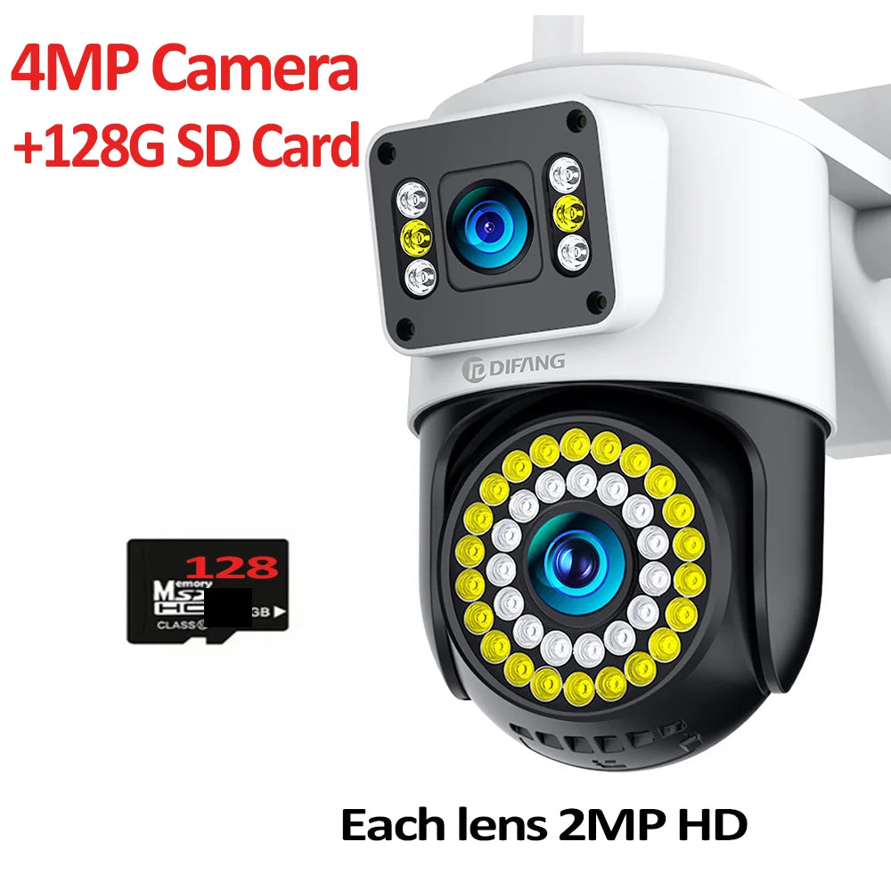 4K 8MP WiFi Camera Outdoor Dual Lens Dual Screen CCTV Security Protection Ai Tracking  Street Cam Surveillance Yoosee