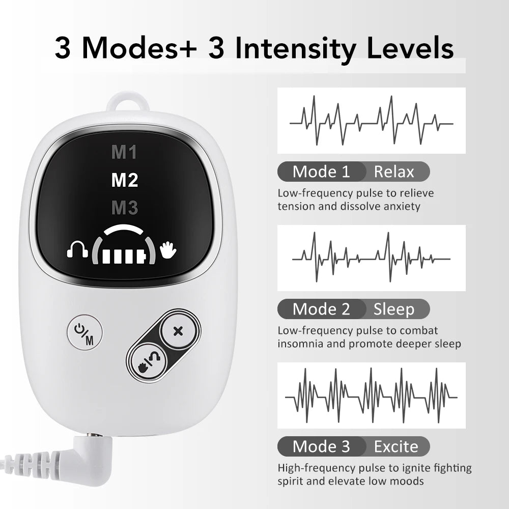 Handheld Ces Sleep Aid Device Two-In-One Ear Clips + Hand-Held Brainwave Sleep Instrument Stress Anxiety Relief Device Helpsleep