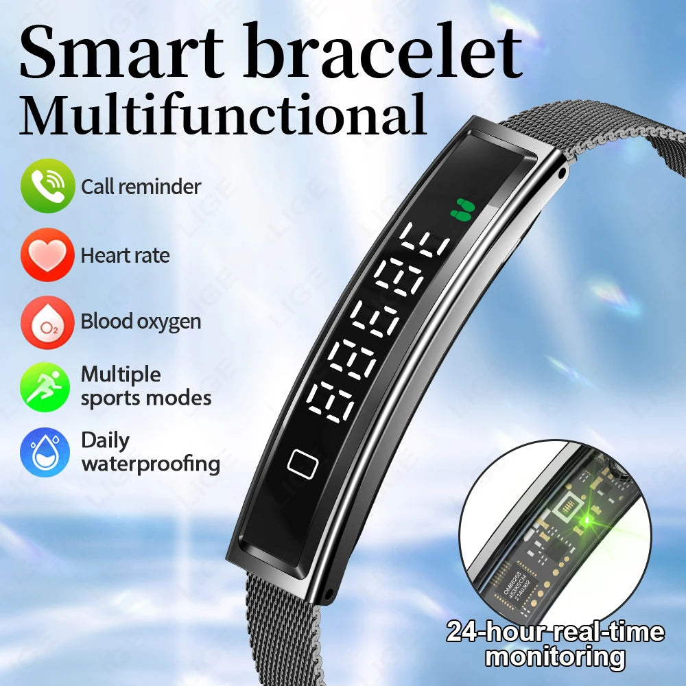 LIGE Smart Bracelet Sport Fitness Tracker Heart Rate Blood Oxygen Sleep Stress HRV Monitor Watches Step Counting Smartwatch Band