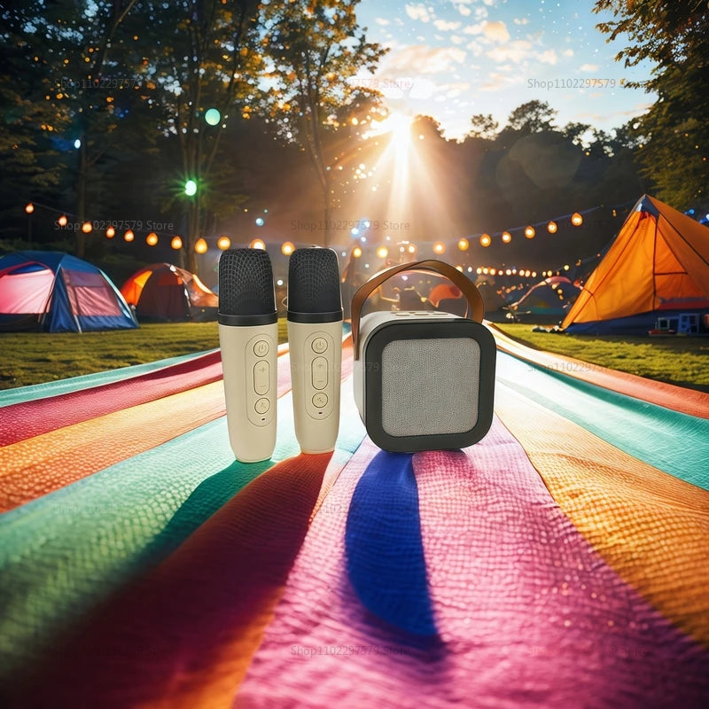 K12 Karaoke Microphone Set with 2 Wireless Microphones Bluetooth 5.3 PA Speaker for Kids Home KTV Singing Party Gift