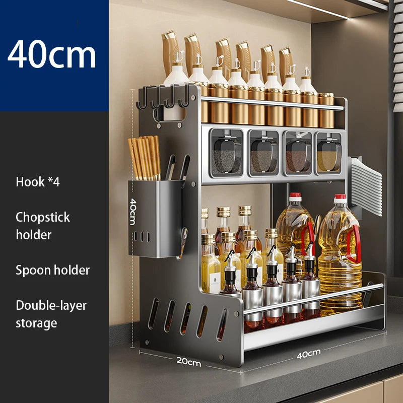 Kitchen Spice Racks Home Kitchen  Cabinet Seasoning Holder Cutlery Holder Modern Multifunction Organizers Shelves Removable
