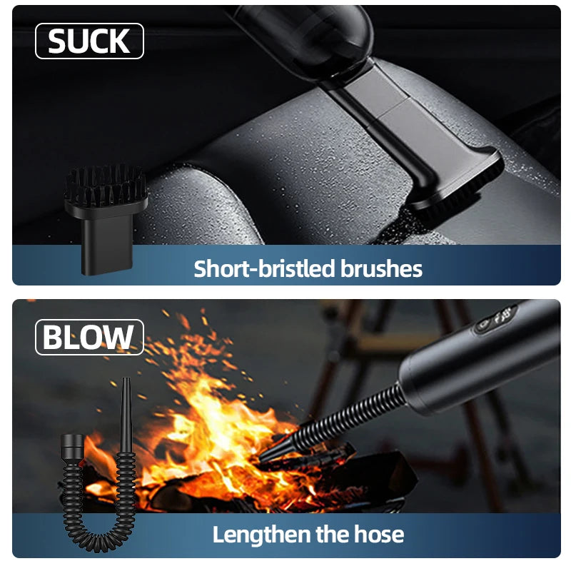 Car Vacuum Cleaner, Portable Cordless Handheld with 14000Pa Strong Suction - 2-in-1 Vacuum and Blower for Car, Home, Pet Hair, O