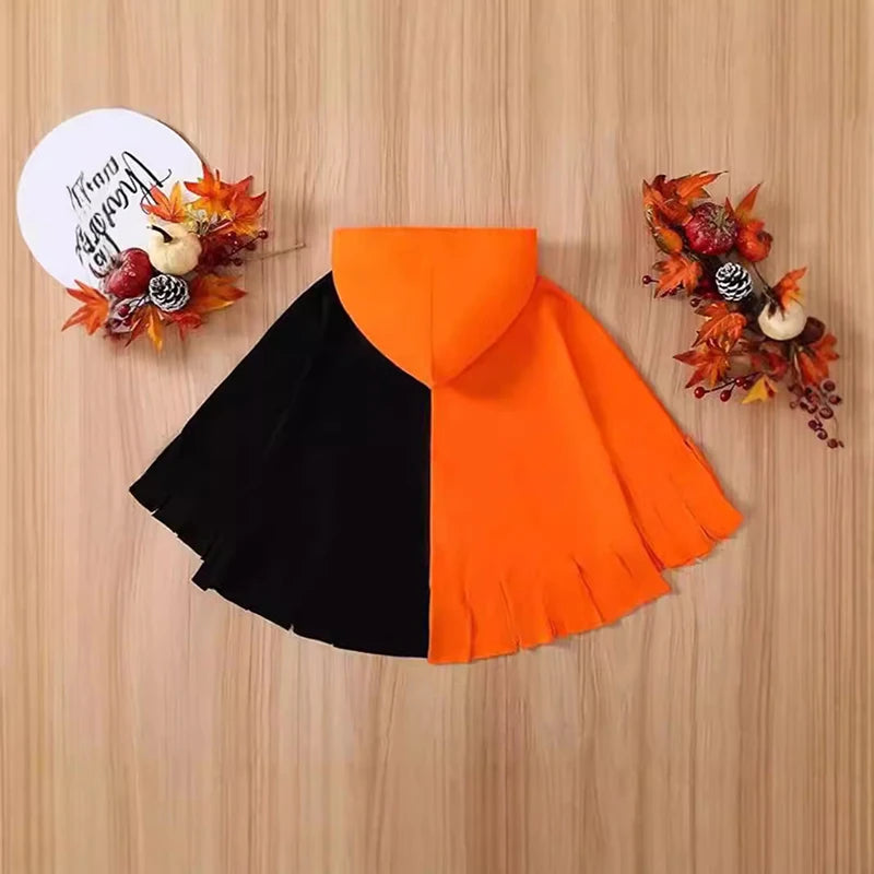 Halloween Costumes Pumpkin Cape Children Shawl Pumpkin Hat Cosplay Costumes Novelty Suit Cute Cape Party Dress Up