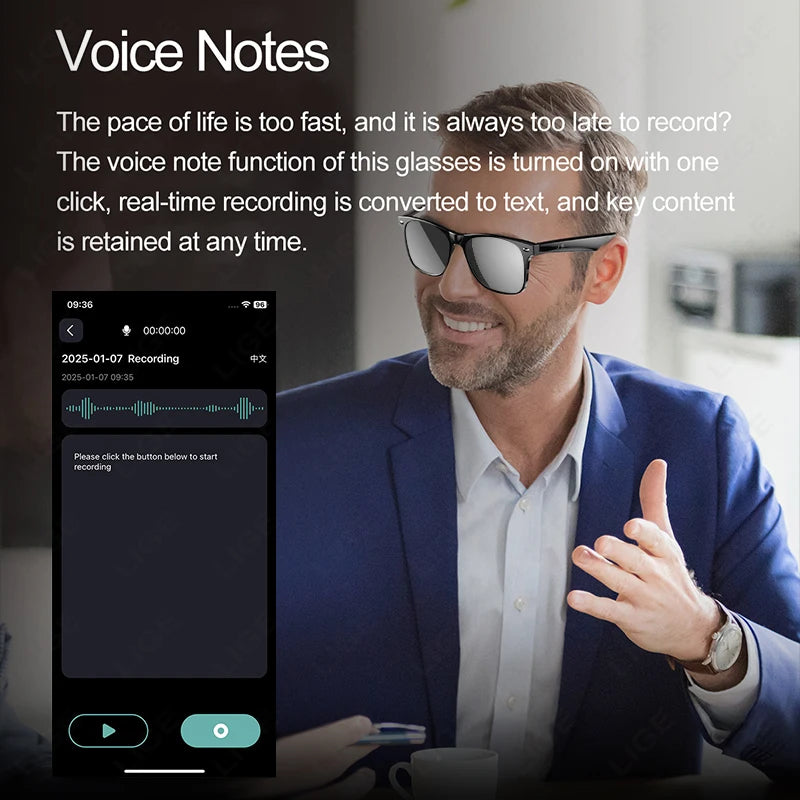 high-tech AI smart glasses can be equipped with various lenses such as sunglasses, blue light, myopia, Men women smart glasses