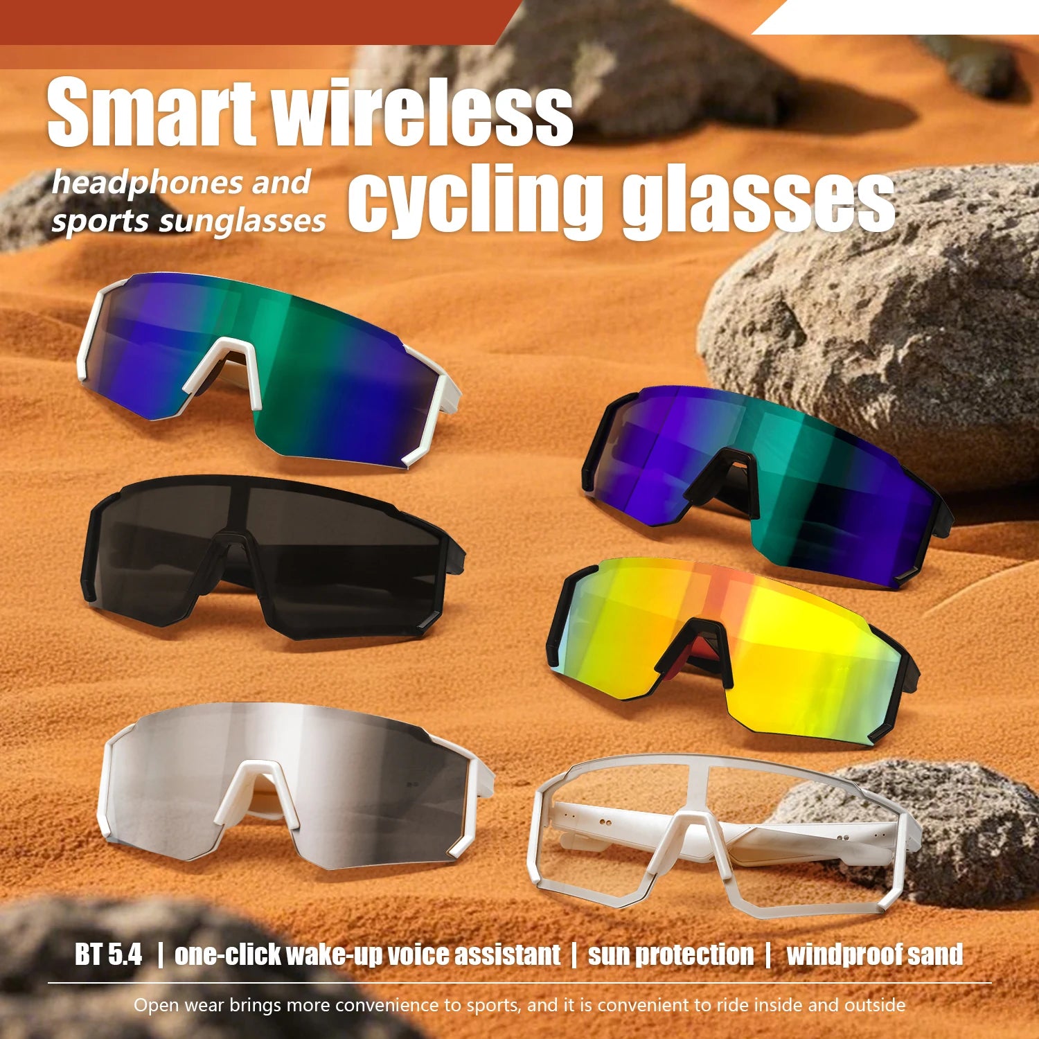 Smart Glasses Cycling Sport 100+ Online Language AI Automatic Dialogue Translation Bluetooth Glasses With Speaker UV Protection