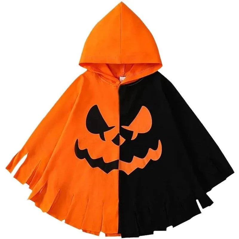 Halloween Costumes Pumpkin Cape Children Shawl Pumpkin Hat Cosplay Costumes Novelty Suit Cute Cape Party Dress Up