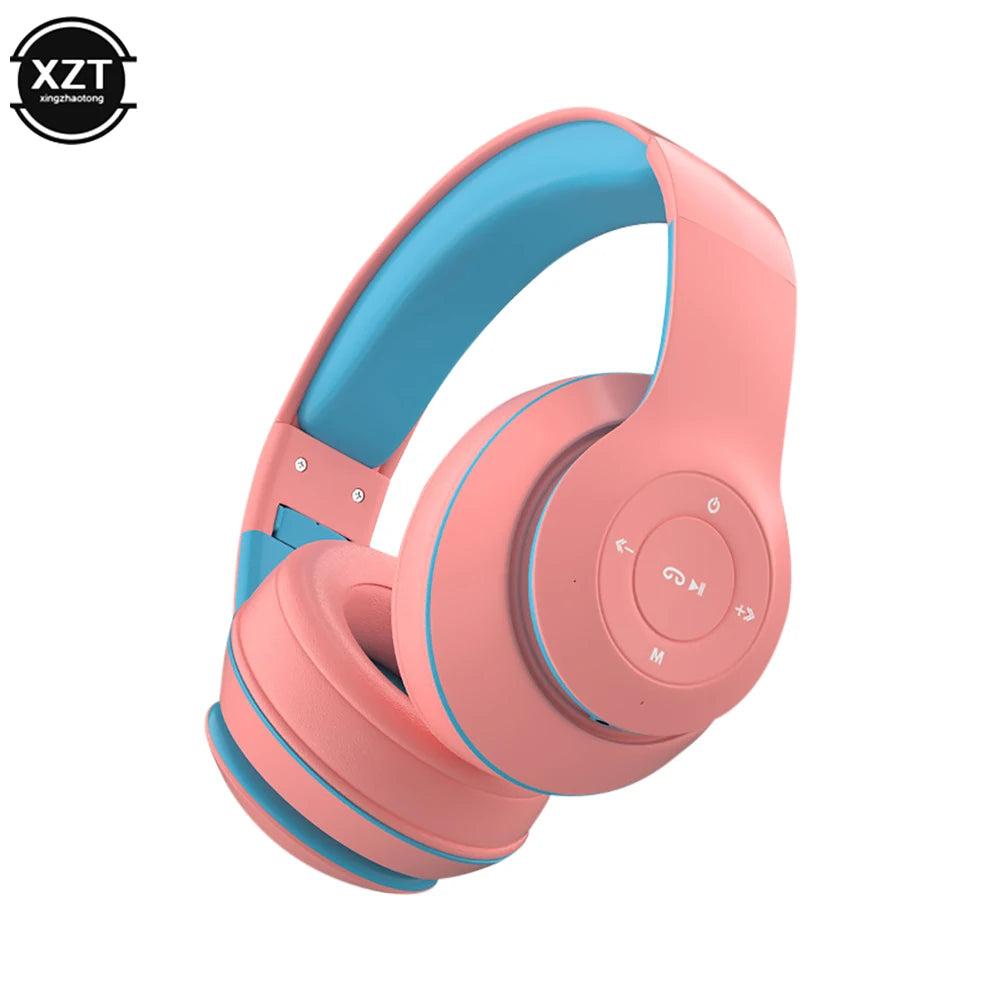 Bluetooth-compatible 5.0 Wireless Headphone Foldable HIFI Stereo Bass Earphone Kid Girl Helmet Gift With Mic USB Adaptor
