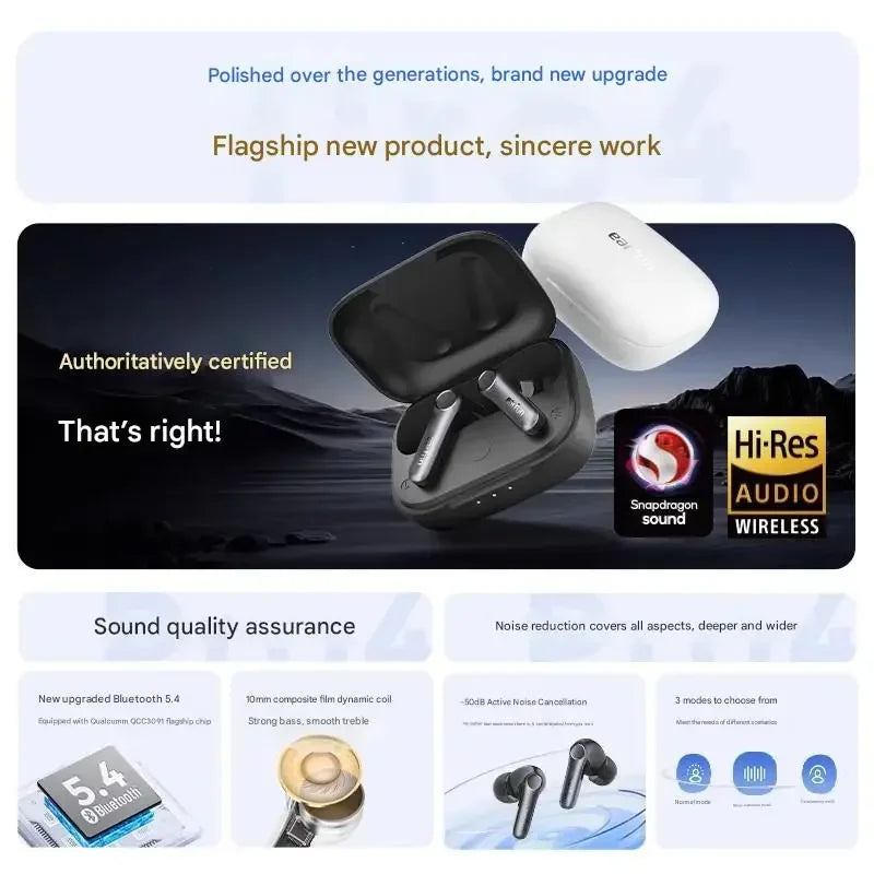 EarFun Air Pro4 Bluetooth Earphone HI-FI Active Noise Reduction IPX5 Waterproof Dynamic Diaphragm Ergonomics Gamer Earbuds