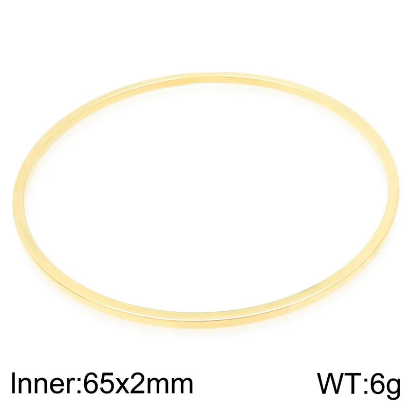 New 2mm Stainless Steel Bangles For Women Indian Multiple Layer Round Women Bracelet Gold Color Wedding Engagement Jewelry Gifts
