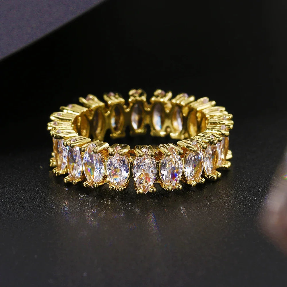 Fashion Luxury Cubic Zirconia Engagement Rings for Women Marquise Crystal Wedding Ring Party Jewelry Gift