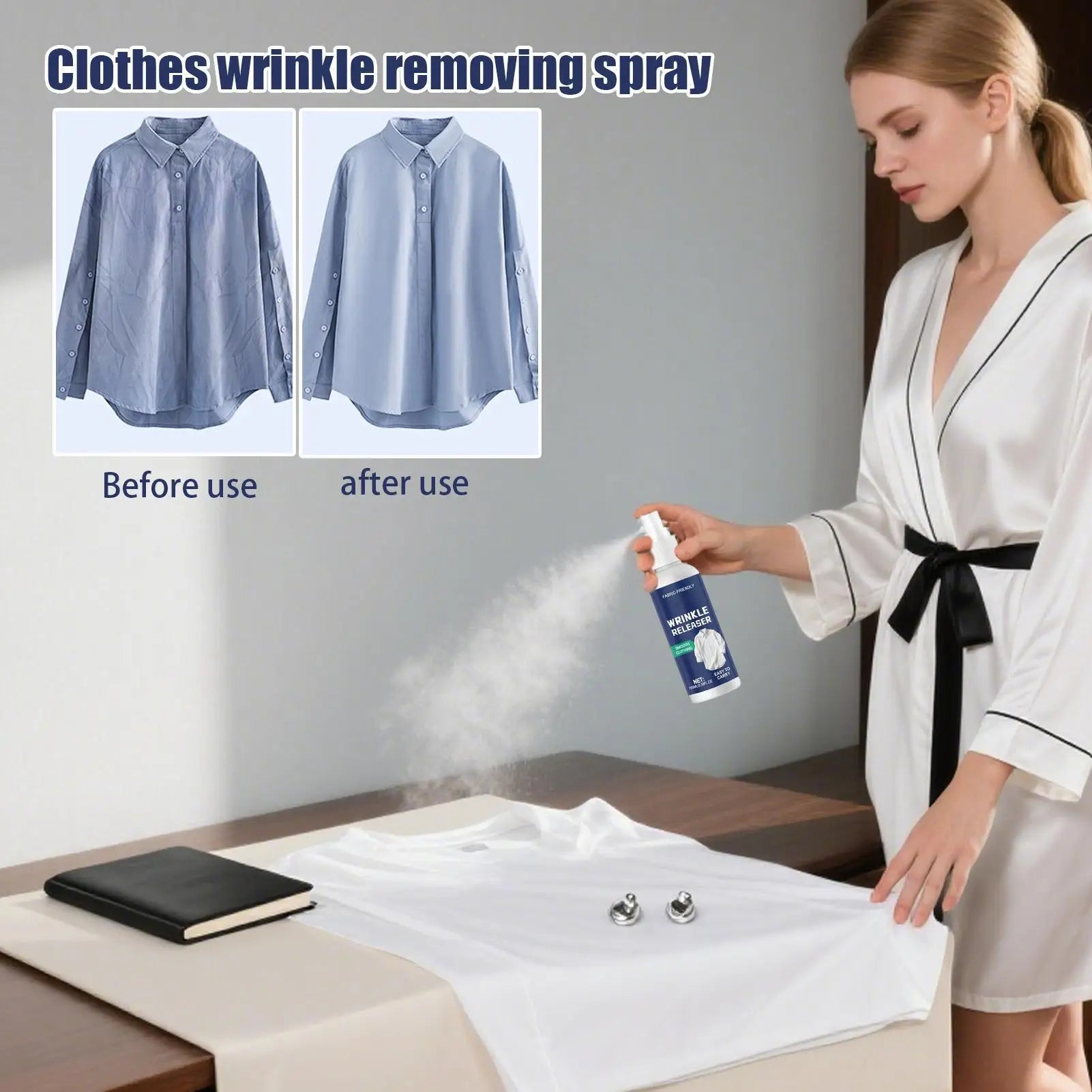 Ironing Spray For Clothes 100ml Anti Static Wrinkle Remover Easy Iron Aid Travel Size Bottle Dorm Room Home Vacation Fabric Care
