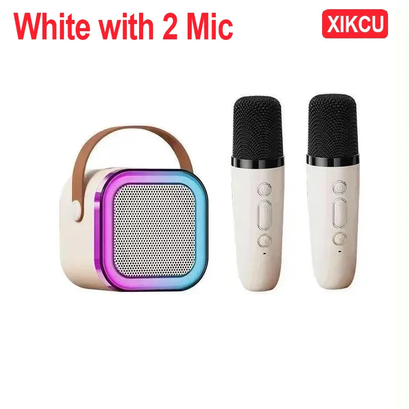 XIKCU Portable Bluetooth 5.3 Speaker Karaoke Machine PA System with 2 Wireless Microphones Home Family Singing Children's Gifts