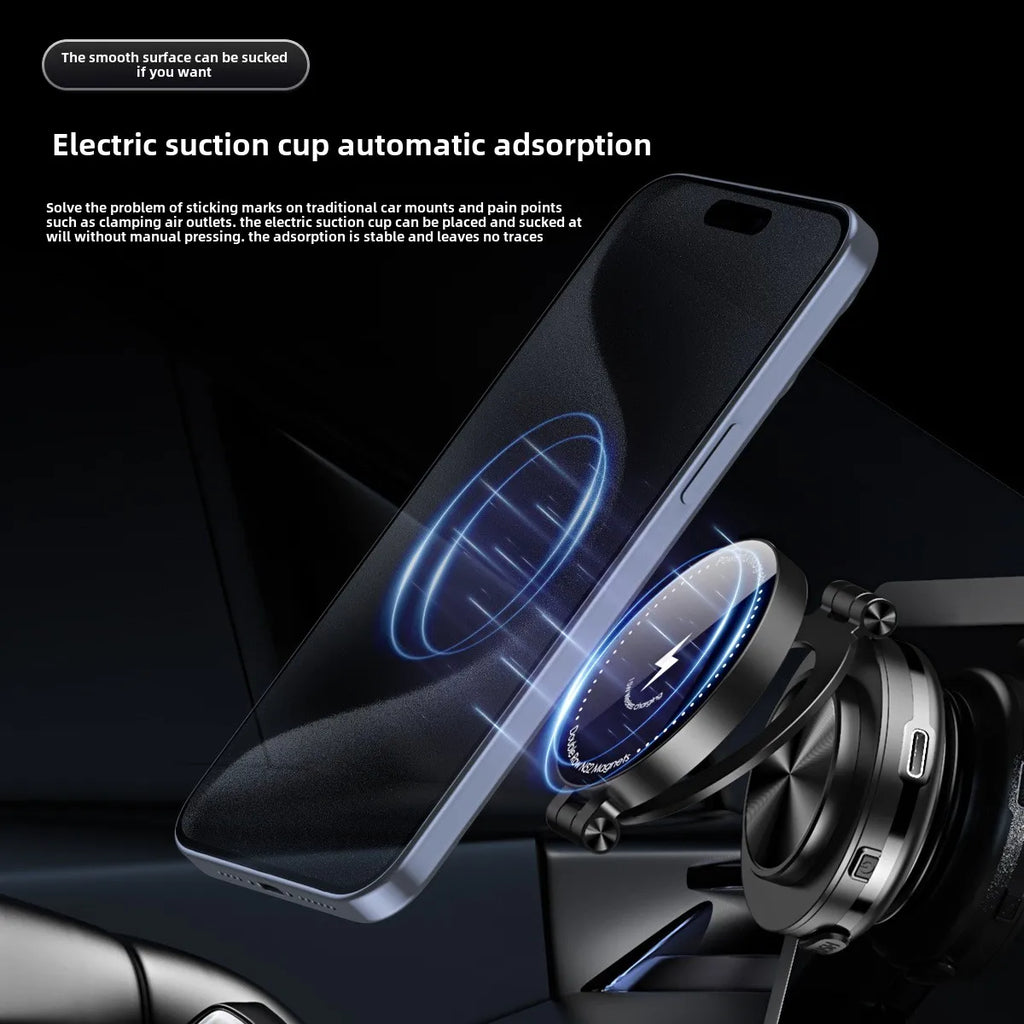 15W Wireless Charger  Double Sides Phone Holder Magnetic Vacuum Adsorption Bracket Foldable GPS Stand Electric Sucker Cup Suppor