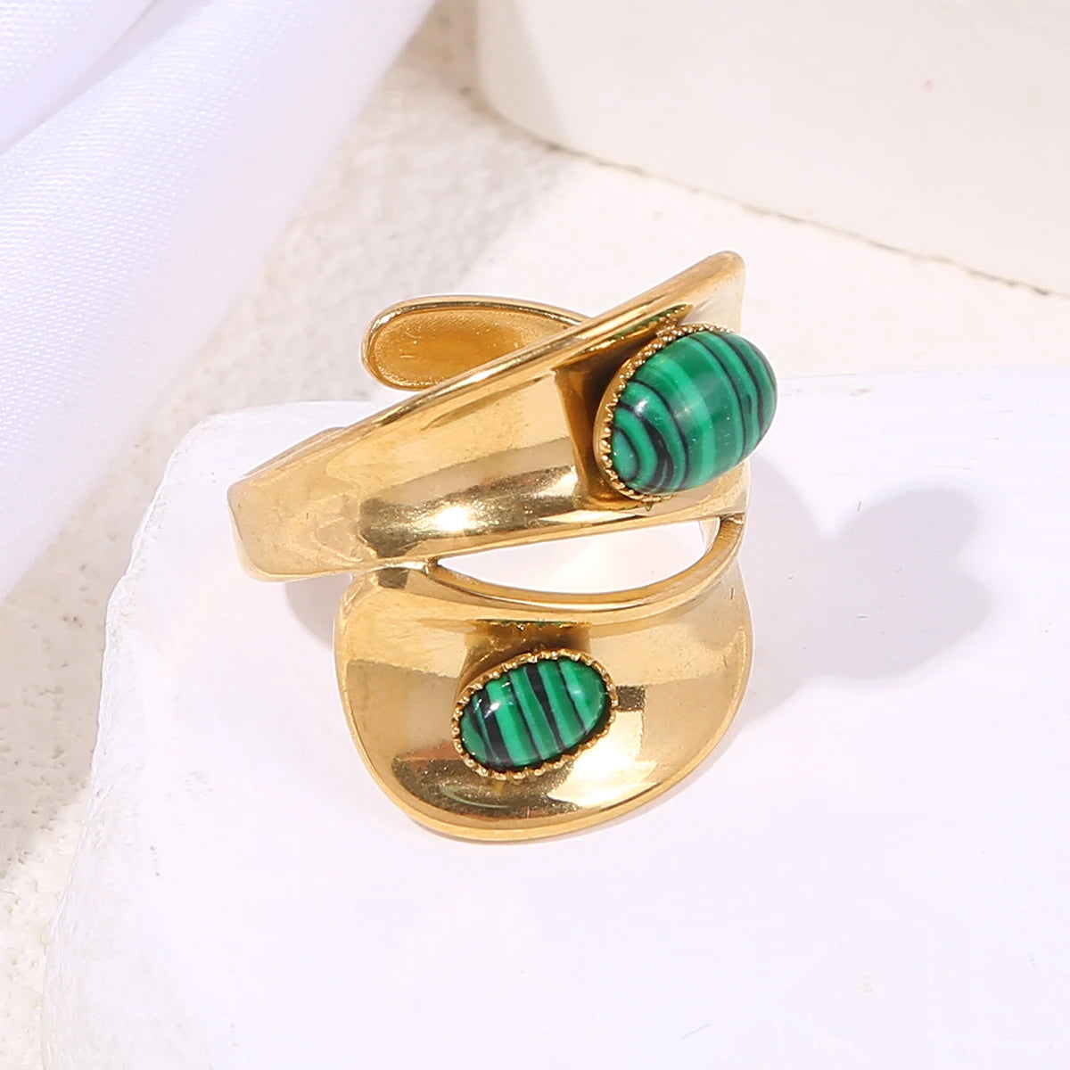 2025 New Irregular Rings For Women Girls Stainless Steel Adjustable Bohemian Natural Stone Engagement Ring Wedding Fashion Gifts