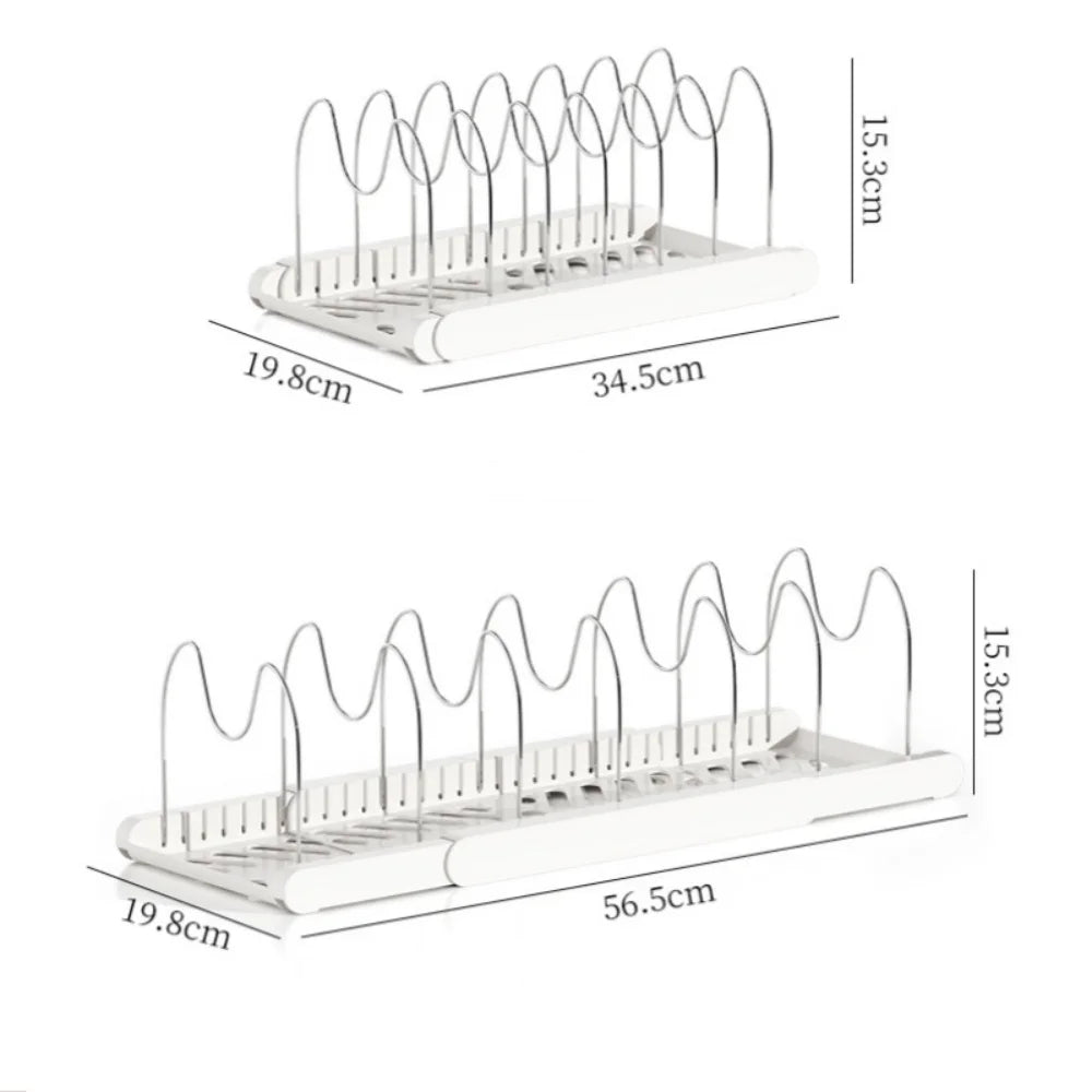 Kitchen Retractable Pot Rack Storage Rack Cabinet Built-In Pot Rack under the Sink Pot Rack Adjustable Pot Storage Rack