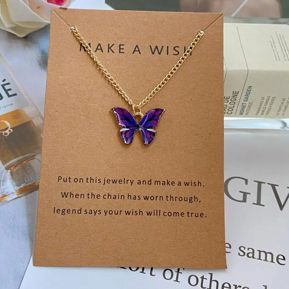 Fashion Vintage Women Necklace 2024 New Butterfly Pendant Necklace Set Romantic Dating Neck Chain For Women Lovely Neck Jewelry