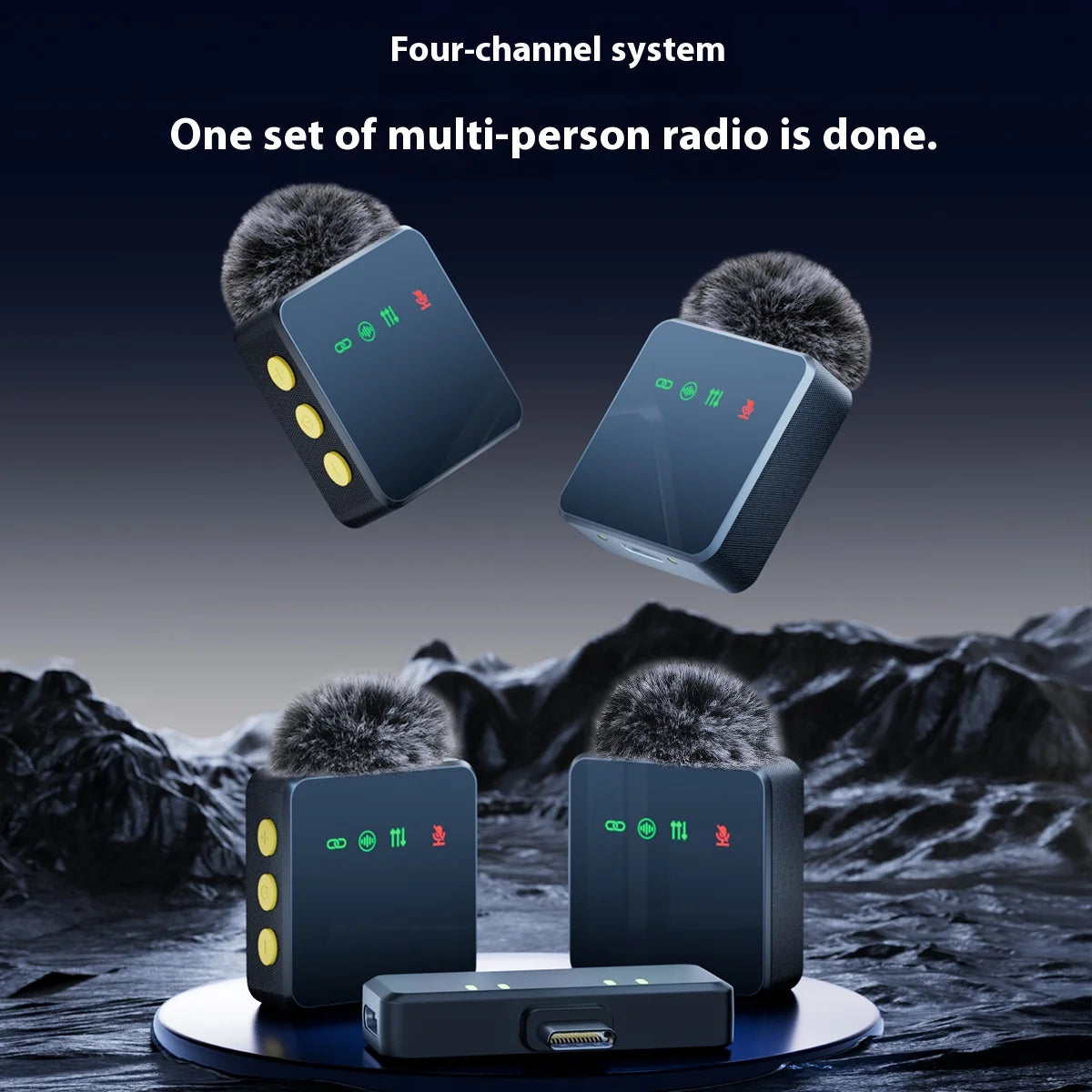 1 In 4 Pink Noise Canceling Lavalier Microphone With Windproof Cap Wireless Mute Function For Cell Phone Portable Audio Video