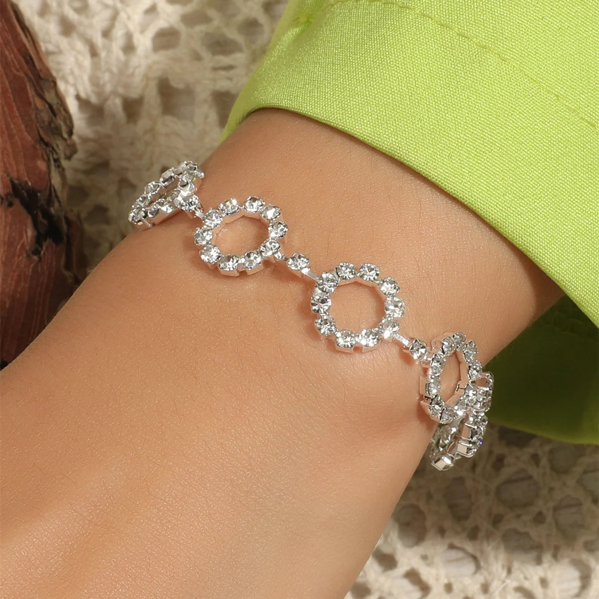 Wedding Bridal Jewelry 1-10 Row Cuff CZ Rhinestone Crystal Stretch Strand Bracelet Bangle Dropshipping