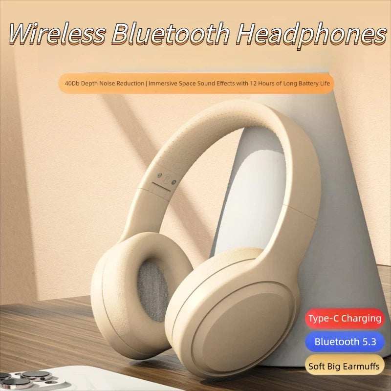 Wireless Headphones  Bluetooth 5.3 Foldable Adjustable Stereo Gaming Earphone Earphones Noise Cancelling Gaming Bluetooth+3.5mm