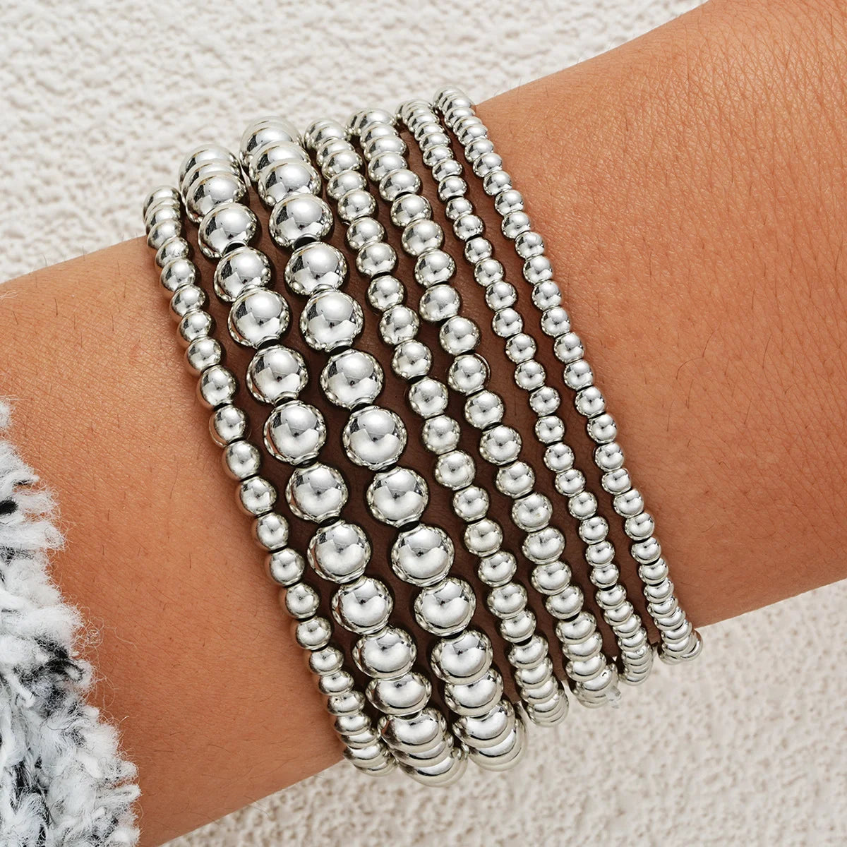 Fashion Simple Bead Bracelet Set For Women Vintage Minimalist Elegant Exquisite Round Bracelets Vacation Date Daily Wear Jewelry
