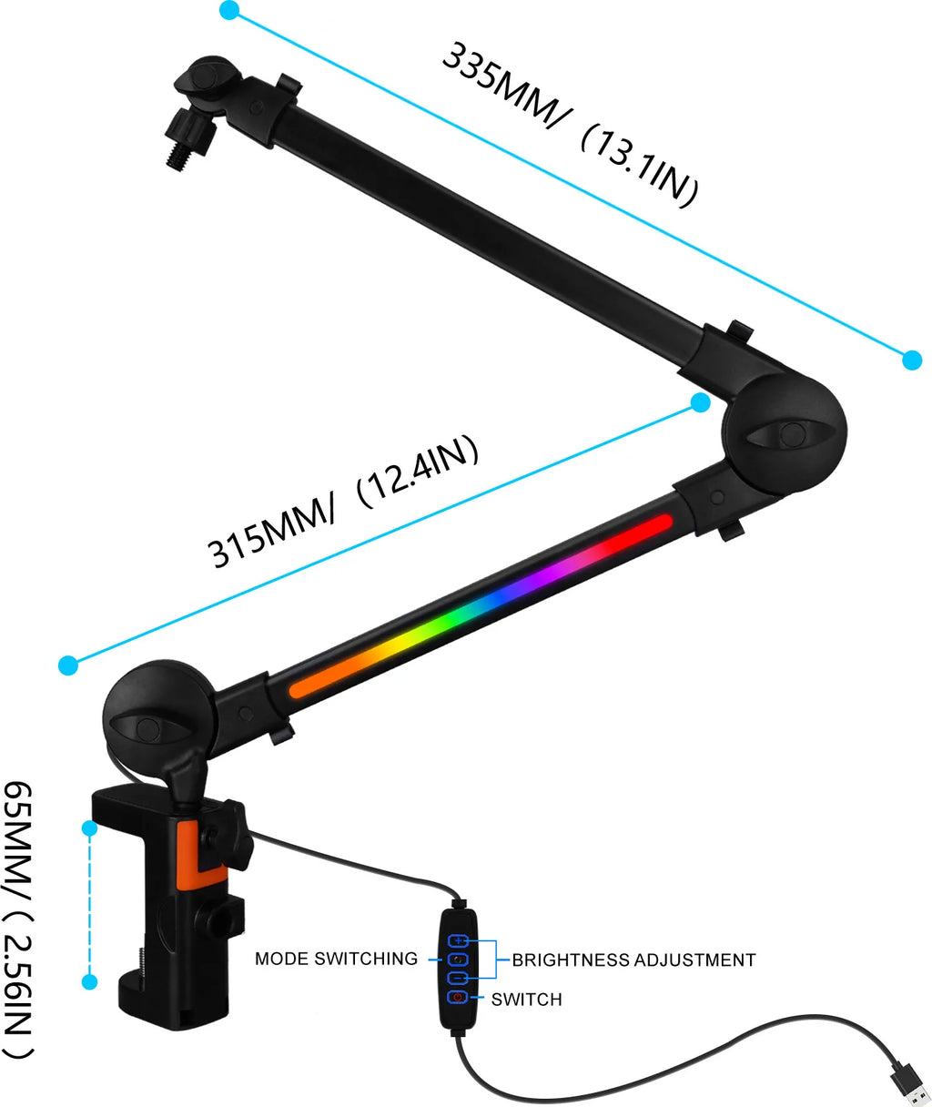 Microphone spring-free microphone cantilever stand live broadcast stand with built-in cable management clip desktop stand