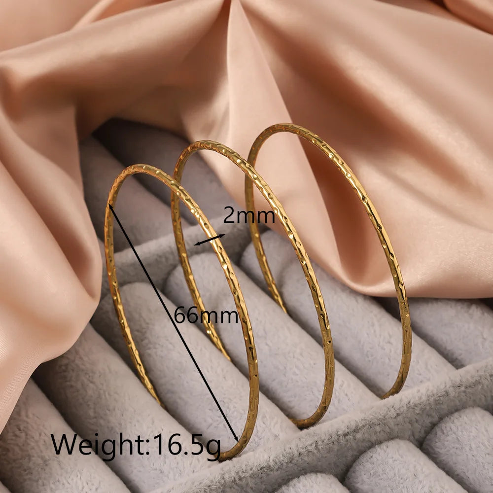 3PCS Stainless Steel Bracelet for Women, 18K Gold Plated Waterproof Wrist Bangle for Girls' Daily Jewelry Accessories Gifts