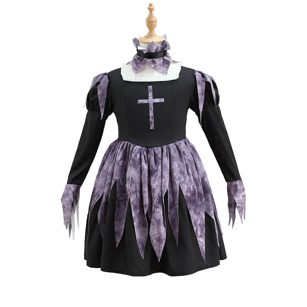Halloween Children's Costume Sweet Cute Nun Carnival Party Girls Priest Cross Maria Dress Sister Parent-child Costume