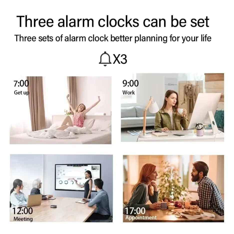 Wireless Charger Time Alarm Clock LED Night Light Thermometer Earphone Phone Chargers Fast Charging Dock Station For iPhone