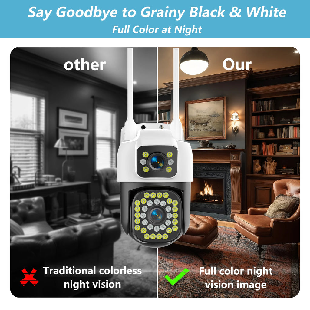 4K 8MP WiFi Surveillance Camera Dual Lens Dual Screens Auto Tracking Two-Way Audio Onvif 10X Zoom Security CCTV Camera YOOSEE