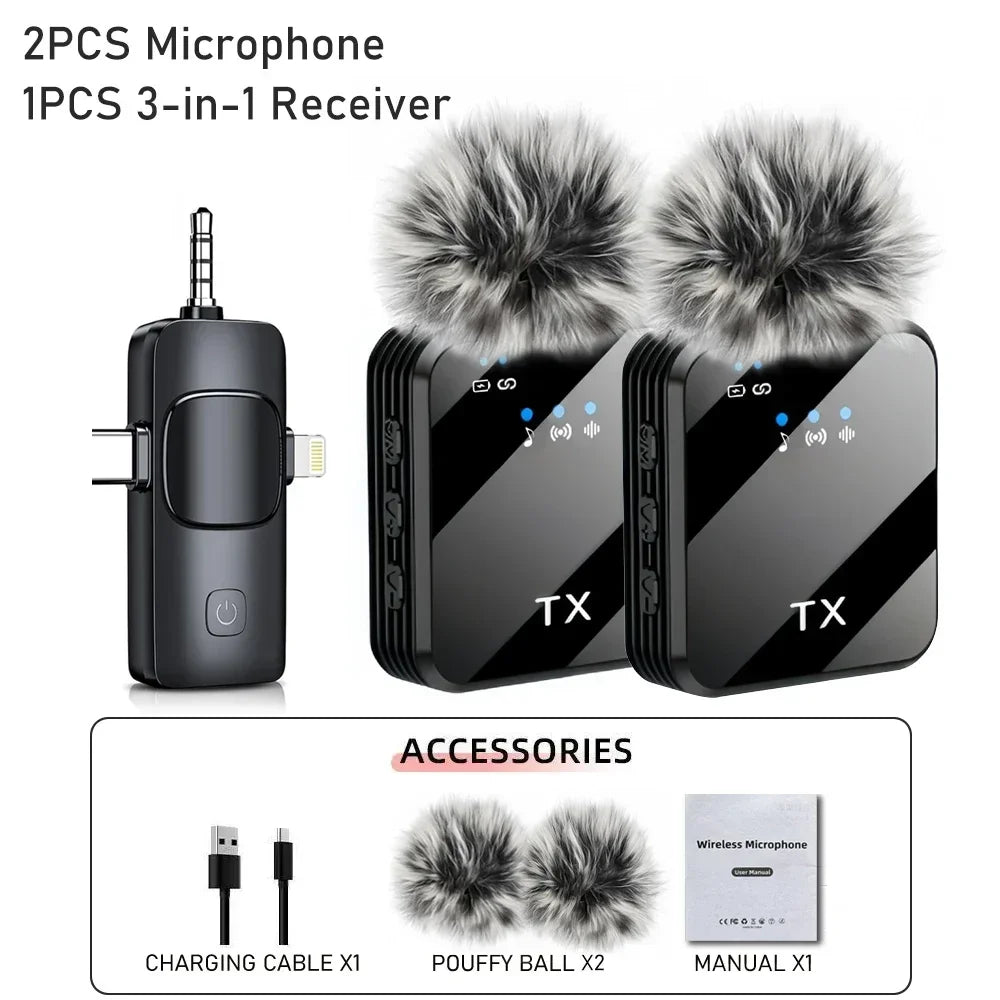 Wireless Lavalier Microphone for Camera  Android iPhone Microphone Reverb Sound Video Recording Podcast Noise Reduction Clip mic