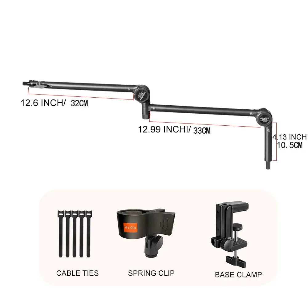 Microphone spring-free microphone cantilever stand live broadcast stand with built-in cable management clip desktop stand
