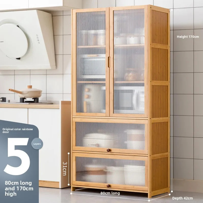 Kitchen shelf, floor standing multifunctional bowl cabinet, microwave oven cabinet, dining side storage cabinet