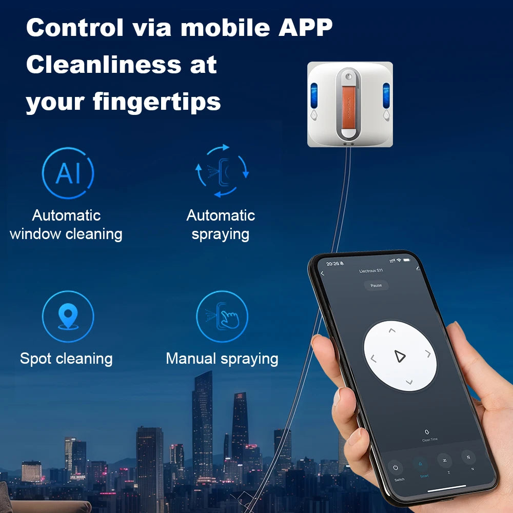 Window Vacuum Robot Cleaner Liectroux S11,4-Way Water Spray,Home Glass Floor Wall Tiles Cleaner Robot,Strong Vacuum,Smart Memory