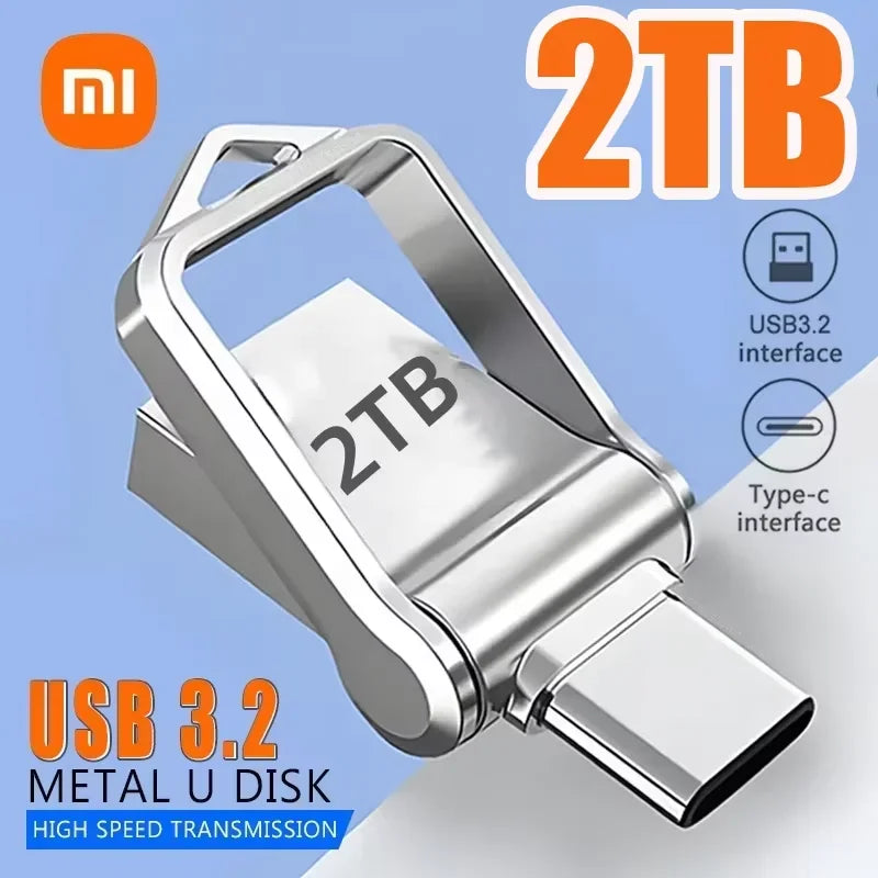 Xiaomi USB 3.2 2TB Flash Drive High Speed Type-C Interface Dual-Use Flash Memory 512GB 1TB Stick For Phone Windows 11 Computer