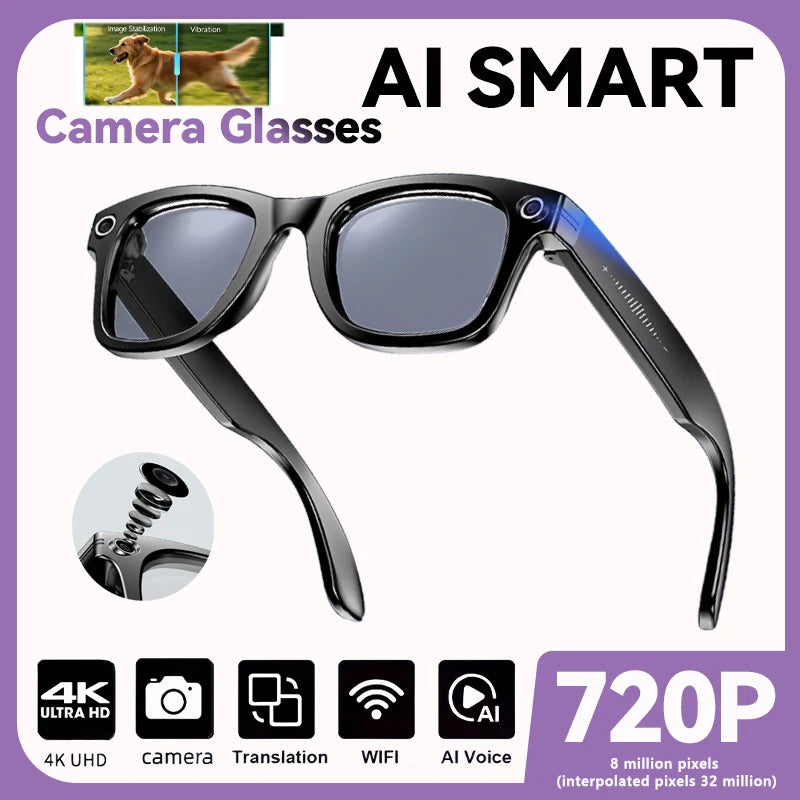 ai smart glasses with Camera Video 8MP Translation Sunglasses Bluetooth Call Music Play Men Women 2025 Recording 100+ Languages