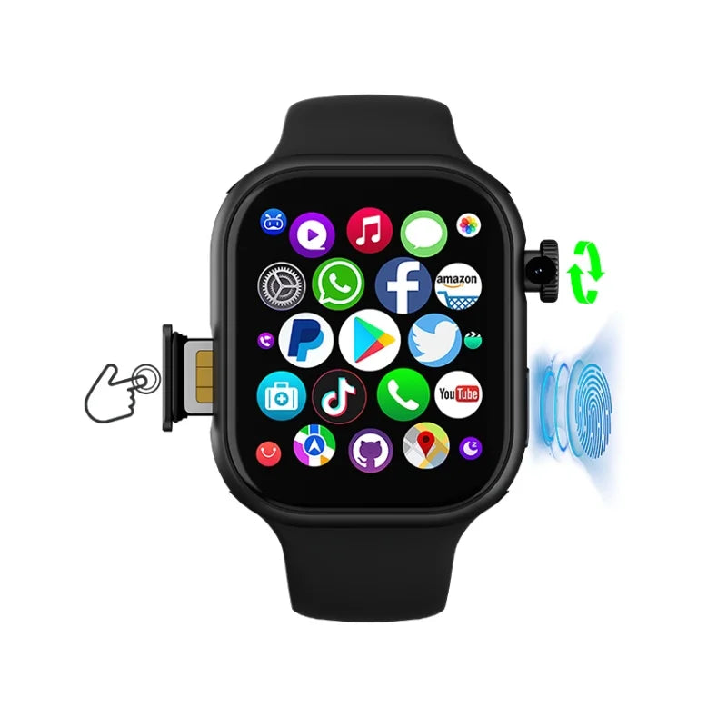 32GB+512GB S11 MAX 5G LTE 2.29inch Smartwatch Android 12.0 Touch ID Smart Watch With 800W Rotating Camera GPS WIFI Sim Card Slot