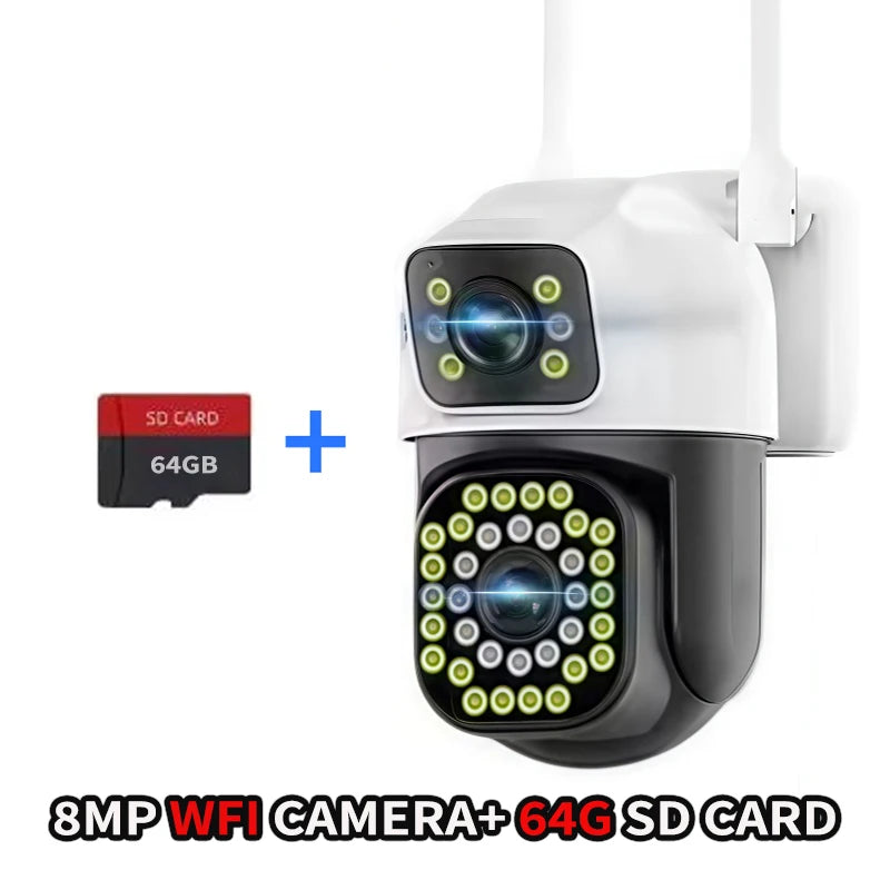 4K 8MP WiFi Surveillance Camera Dual Lens Dual Screens Auto Tracking Two-Way Audio Onvif 10X Zoom Security CCTV Camera YOOSEE