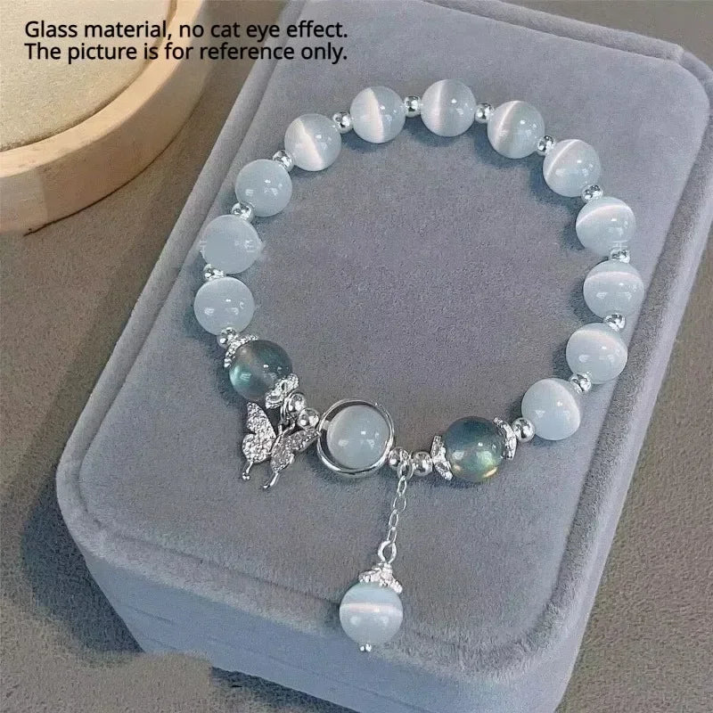 2024 New Trendy Red Beaded Chain Bracelet for Women Simple Hollow Butterfly Pendant Bracelets Jewelry Gifts Accessories