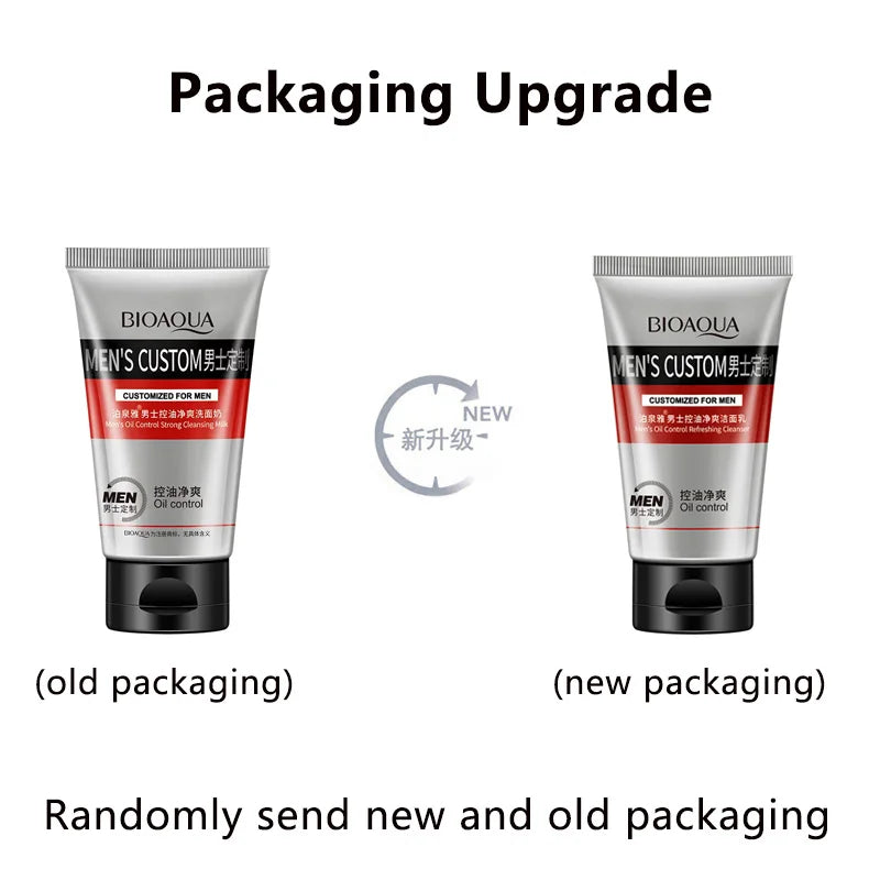 BIOAQUA Face Care Men Deep Cleansing Skin Care Facial Cleanser Moisturizing Whitening Acne Blackhead Exfoliating Cleanser