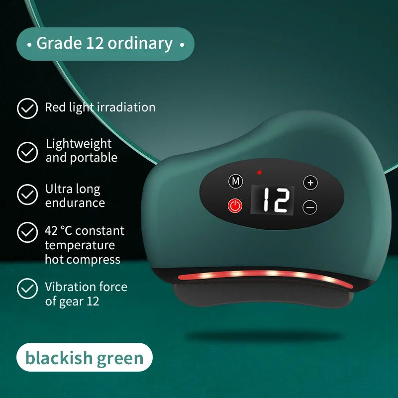 Electric Guasha Massager Hot Compress Eye Massager Stone Heating Vibration Scraping Neck Face Skin Lifting Removal Wrinkle Tool