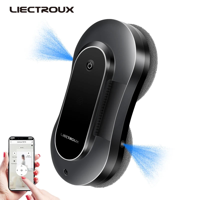 Window Cleaning Robot Liectroux YW810,2-Way Water Spray,Smart Memory,Laser Sensor,Ultra-thin Robot vacuum cleaner, APP Control