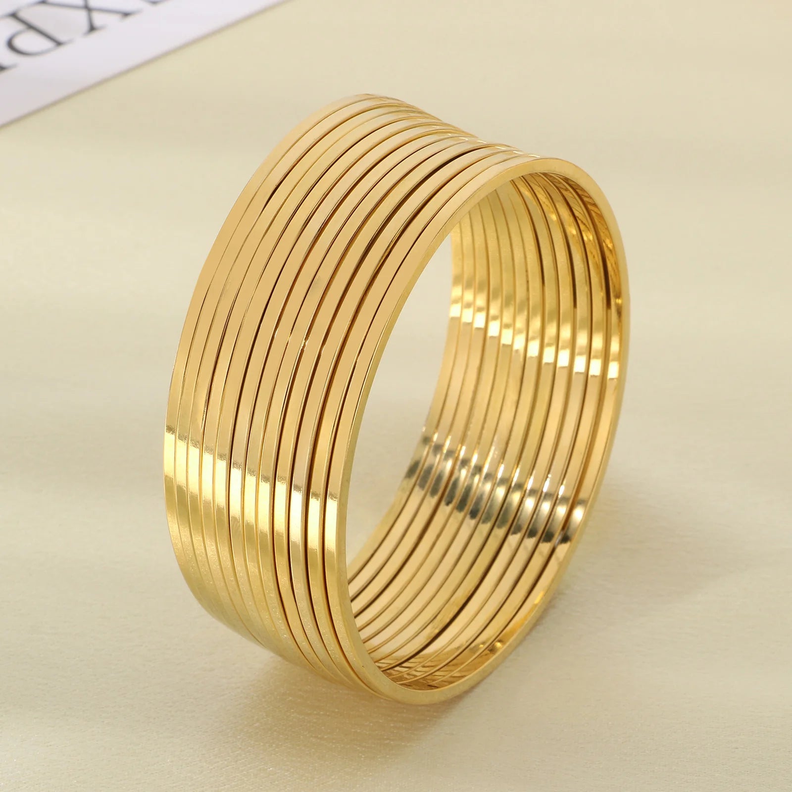 New 2mm Stainless Steel Bangles For Women Indian Multiple Layer Round Women Bracelet Gold Color Wedding Engagement Jewelry Gifts