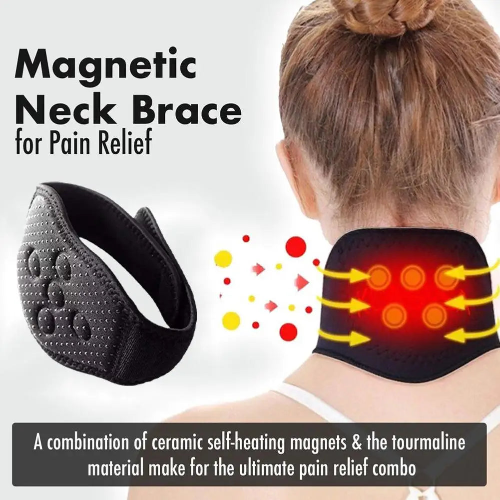 Self-heating Tourmaline Neck Magnetic Therapy Support Belt Protection Wrap Heat Relief Vertebra Pain Brace Cervical Retenti D4V8