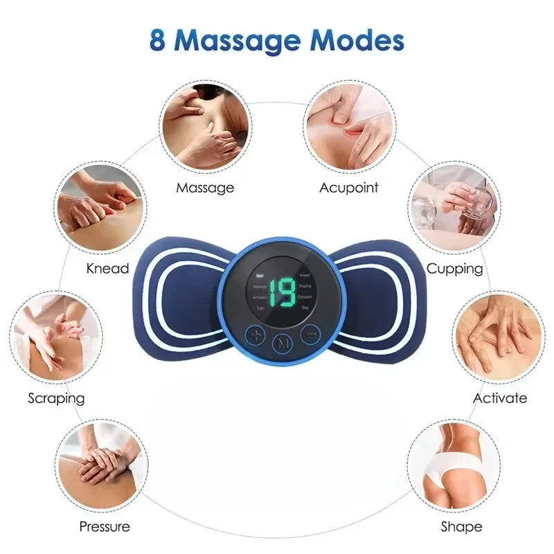 Portable Electric Intelligent Mini Neck Massager Patch for Back and Shoulder Massager With Pad and Remote