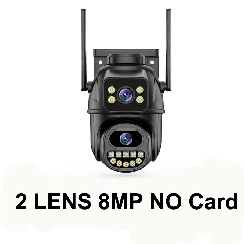 6K 12MP ICSEE Wifi Security Camera 3 Lens Dual Screen 8X Zoom Outdoor Waterproof Color Night Vision IP66 Surveillance Camera