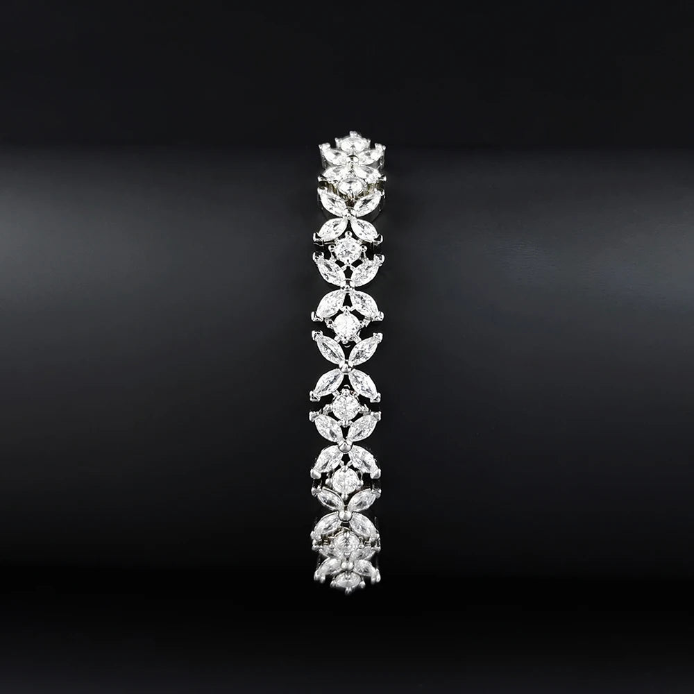 2024 New Fashion Silver Color Leaves Adjustable Bracelet Bangle for Women Anniversary Gift Jewelry Wholesale S6058