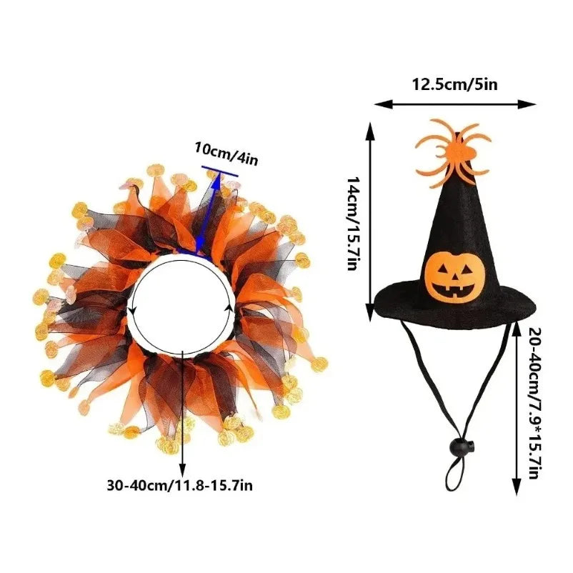Halloween cat and dog costumes, cute pumpkin patterns, spider-shaped hats, funny role-playing props, collars, pet supplies